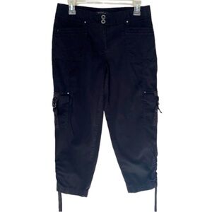 WHITE HOUSE BLACK MARKET Tapered Crop Pants Tie Calf Hem Black Women Size 4